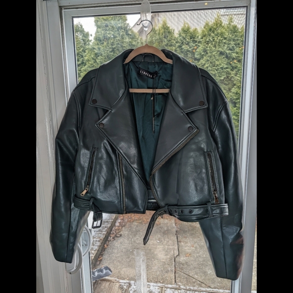 Lioness Dark Green Leather Jacket - Picture 3 of 10